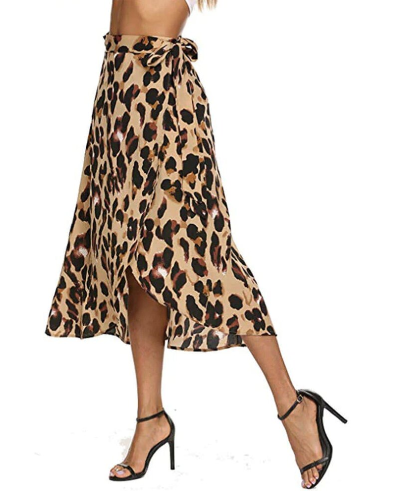 Chiffon Leopard Print Skirt for Women