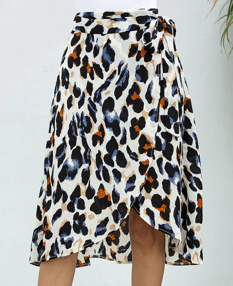 Chiffon Leopard Print Skirt for Women