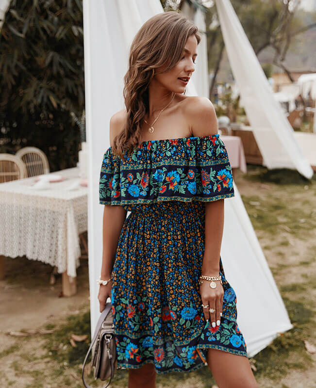 Floral Off the Shoulder Mini Dress