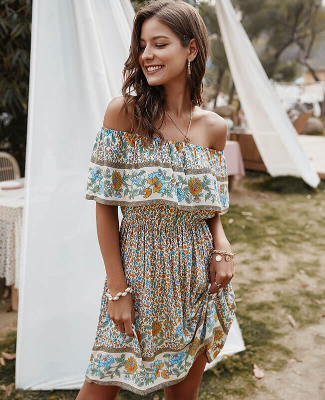 Floral Off the Shoulder Mini Dress