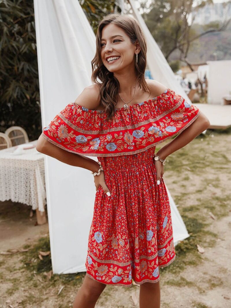 Floral Off the Shoulder Mini Dress