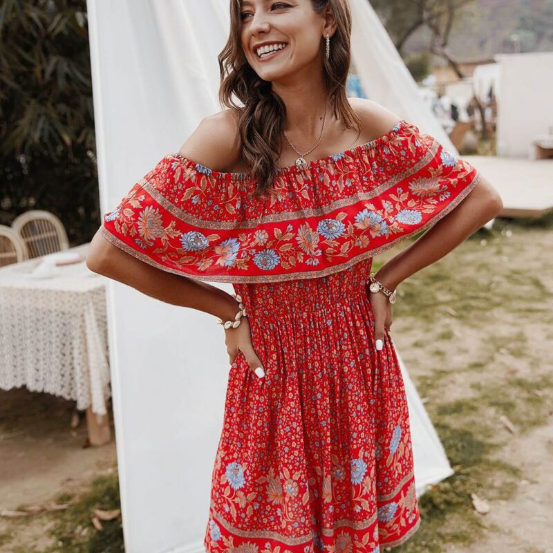 Floral Off the Shoulder Mini Dress
