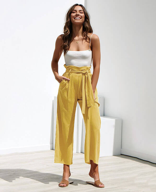 High Waisted Wide Leg Trousers