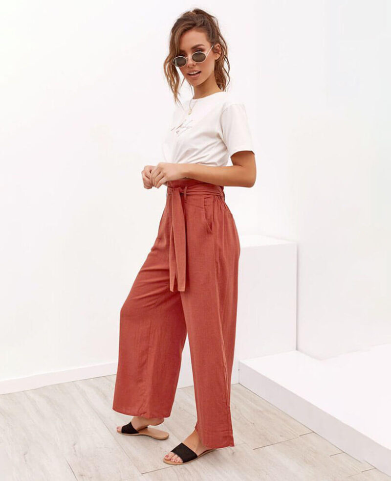 High Waisted Wide Leg Trousers