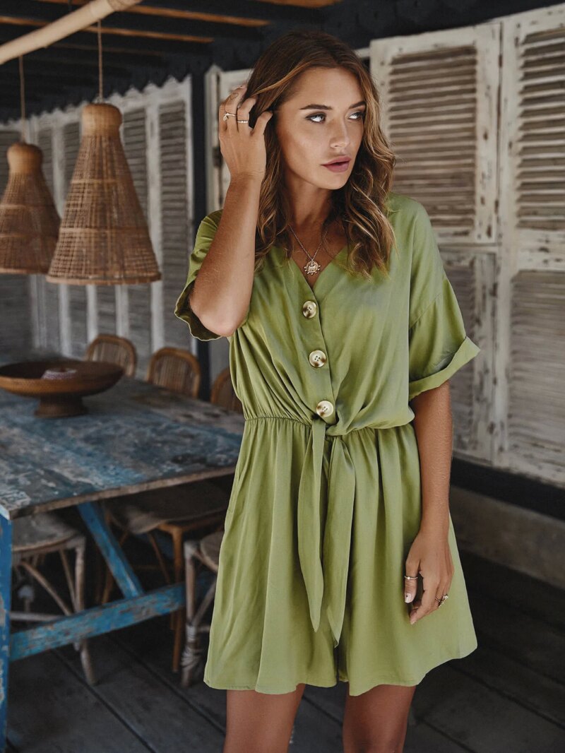 Solid Color Short Jumpsuit for Women