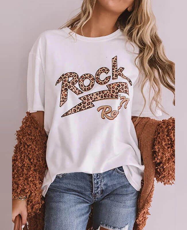 Cotton T-shirts Letter Print Basic T-shirt