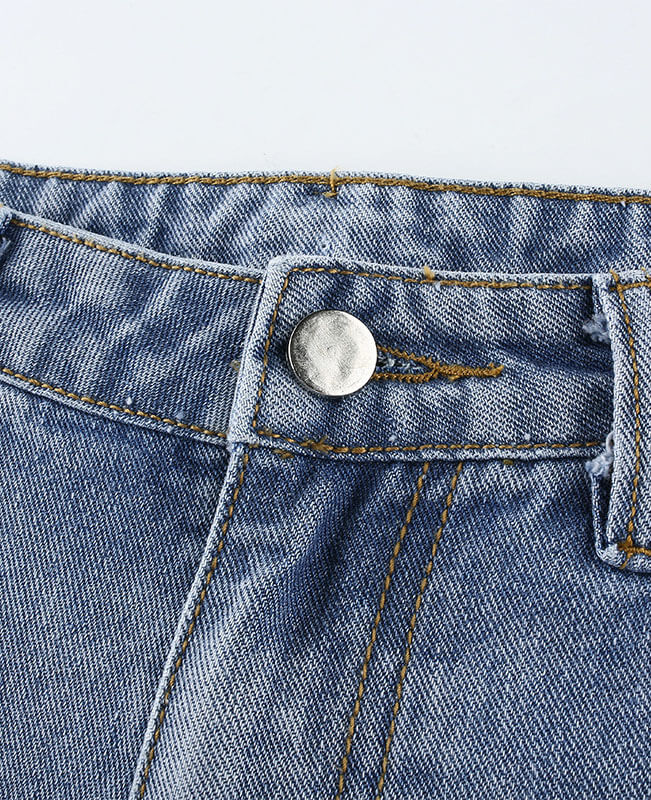 Iron Chain Hollow Out Jeans High Waist Ripped Jeans for Women