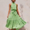 Halter Neck Floral Boho Maxi Dress