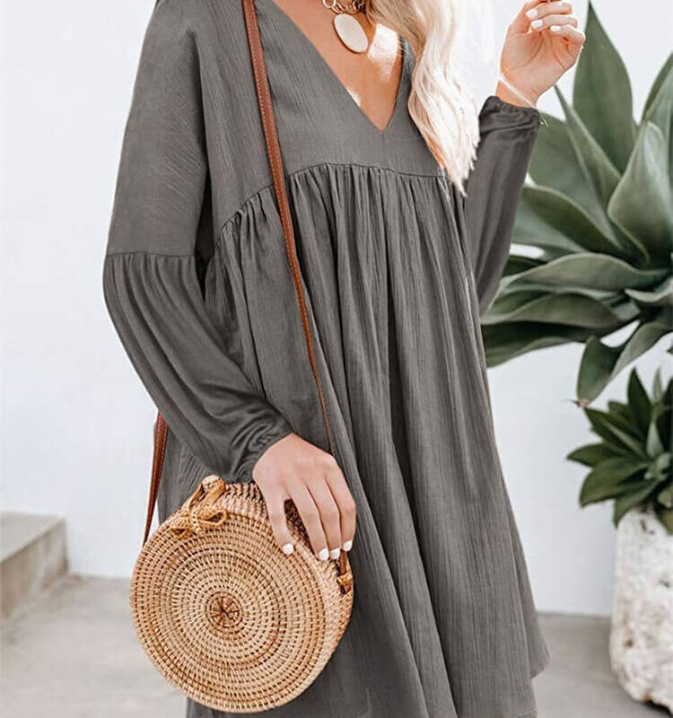 Casual Long Sleeve Short Dress