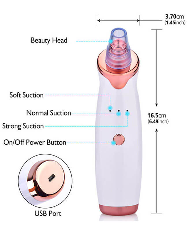 Deeply Blackhead Remover Pore Vacuum Cleaner with 5 Porbes