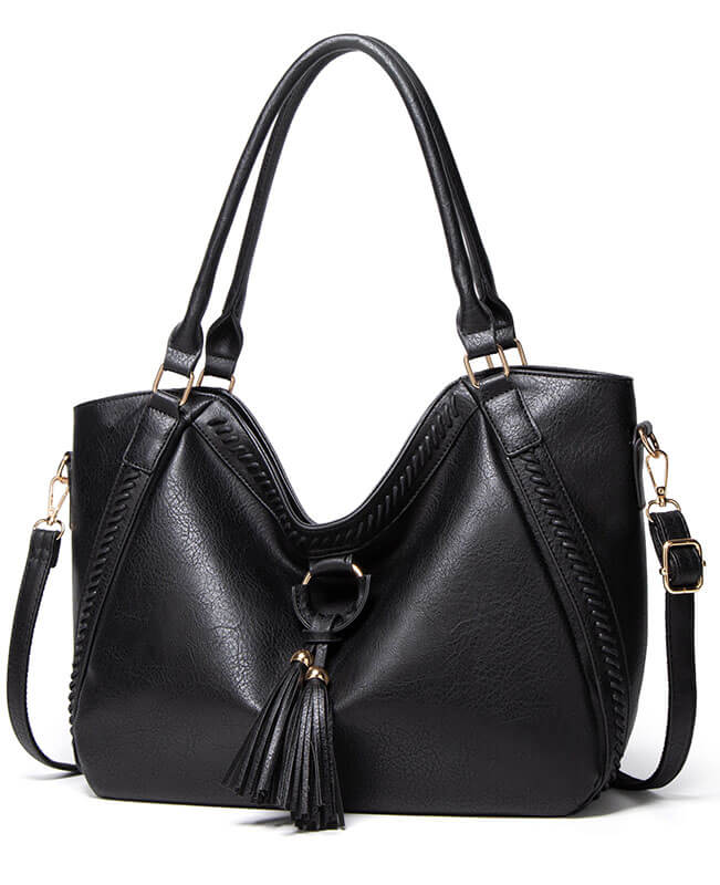PU Leather Tote Bag with Zipper