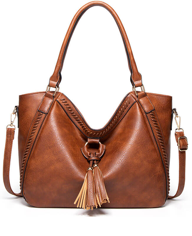PU Leather Tote Bag with Zipper