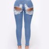 Stretch Butt Ripped Jeans Slim Skinny Butt Lifting Jeans
