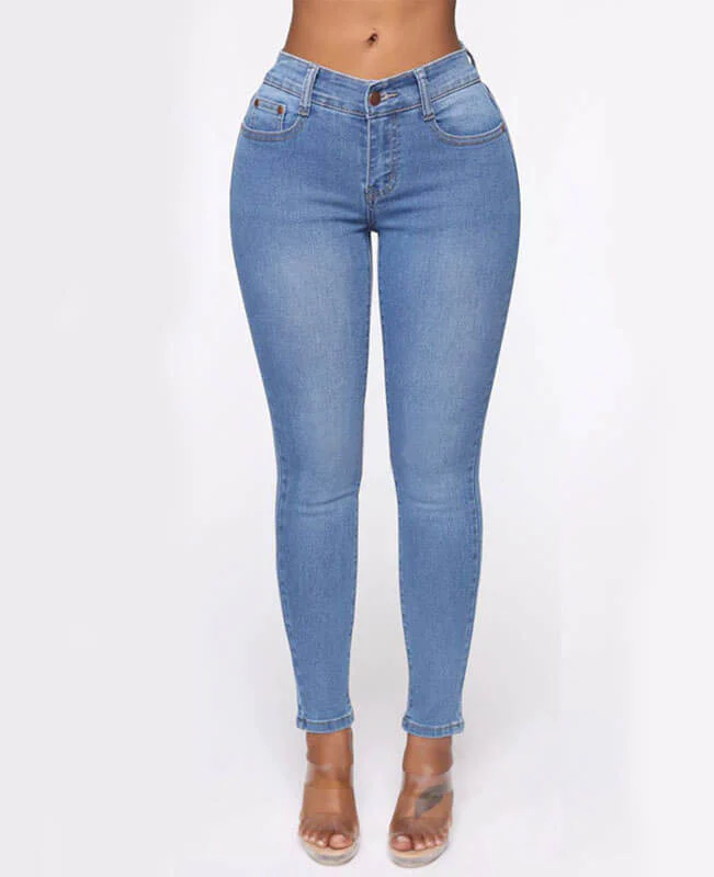 Stretch Butt Ripped Jeans Slim Skinny Butt Lifting Jeans