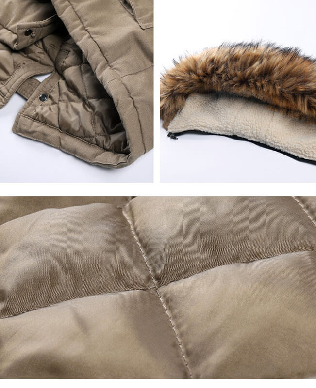 Winter Jackets for Men with Detachable Hood Faux Fur Coat