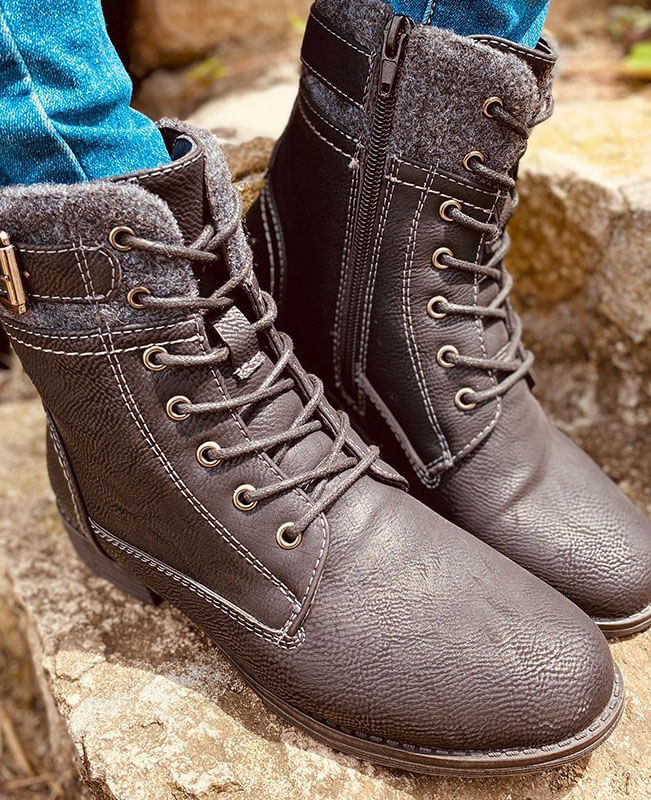Women Ankle Lace Up Military Boots