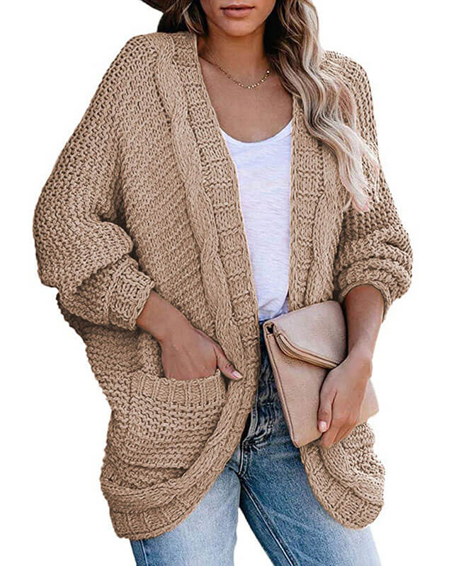 Chunky Cardigan Knit Sweater Loose Cable Knit Sweaters