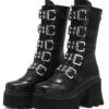 Gothic Platform Boots Black Buckle Strap Punk Boots Demonia Boots