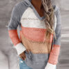 Color Block Hoodie Sweater Hollow Out Striped Sweater