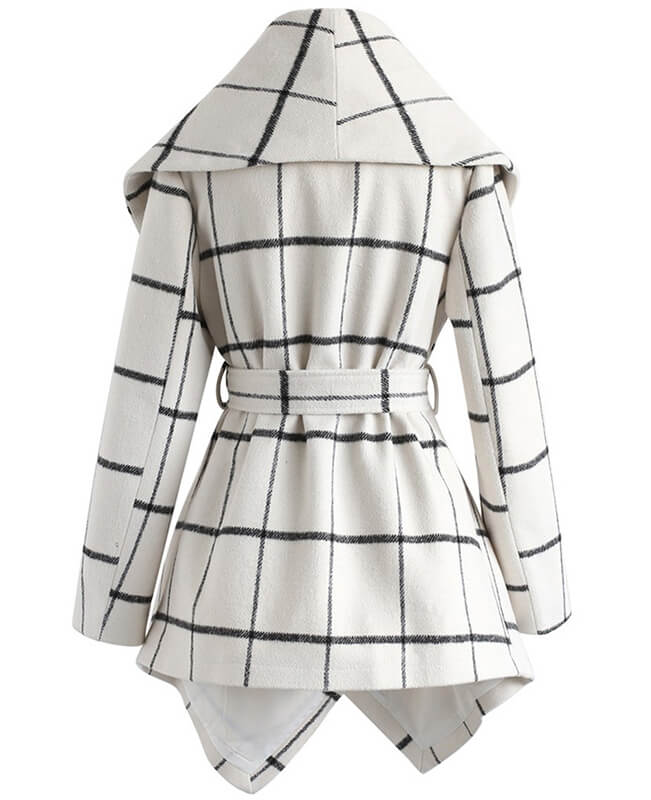 Black and best sale white plaid peacoat