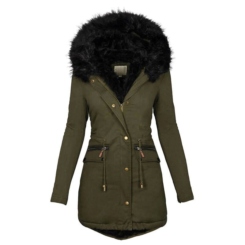 Womens Winter Hooded Coats Warm Fleece Jacket