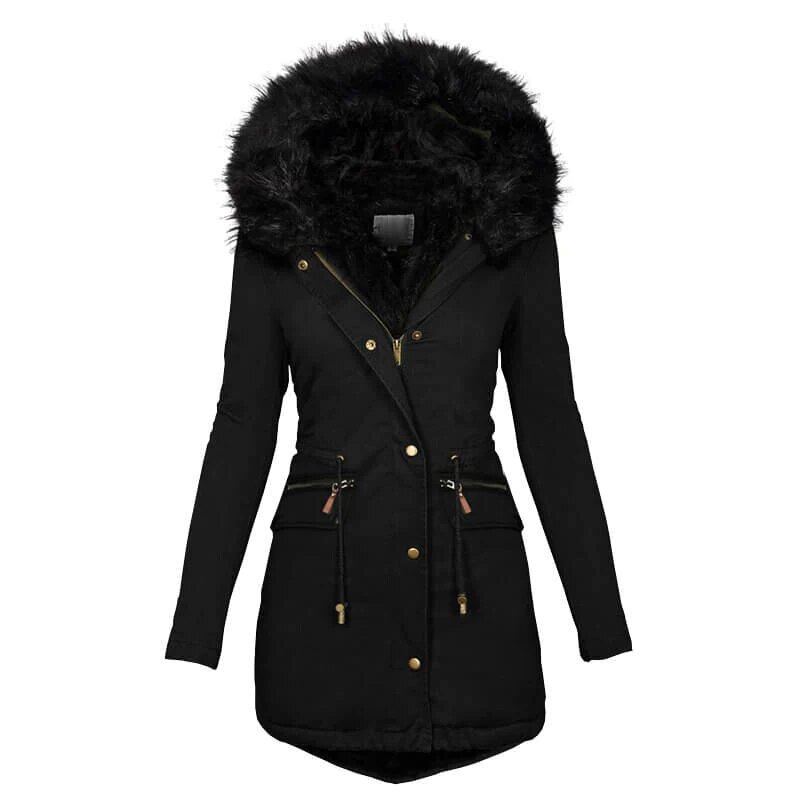 Womens Winter Hooded Coats Warm Fleece Jacket