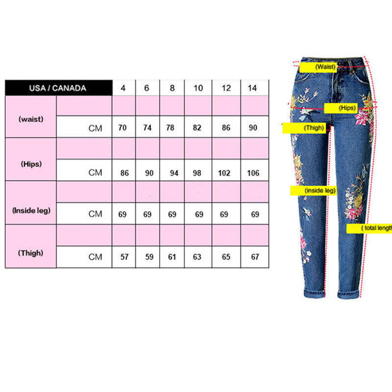 Embroidered Jeans Women Straight Jeans
