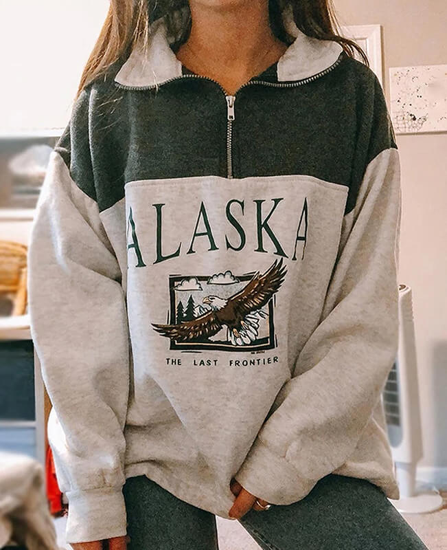Fleece Half Zipper Vintage Sweatshirt