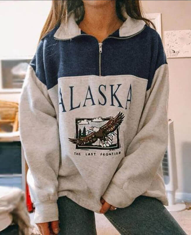 Fleece Half Zipper Vintage Sweatshirt