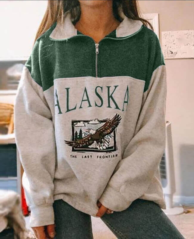 Fleece Half Zipper Vintage Sweatshirt