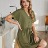 Army Green Casual Solid Color Dresses