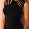 Women's Solid Shoulder Hollow Sexy Knitted Vest