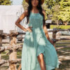Sleeveless Boho Style Polka Dot Halter Neck Dress