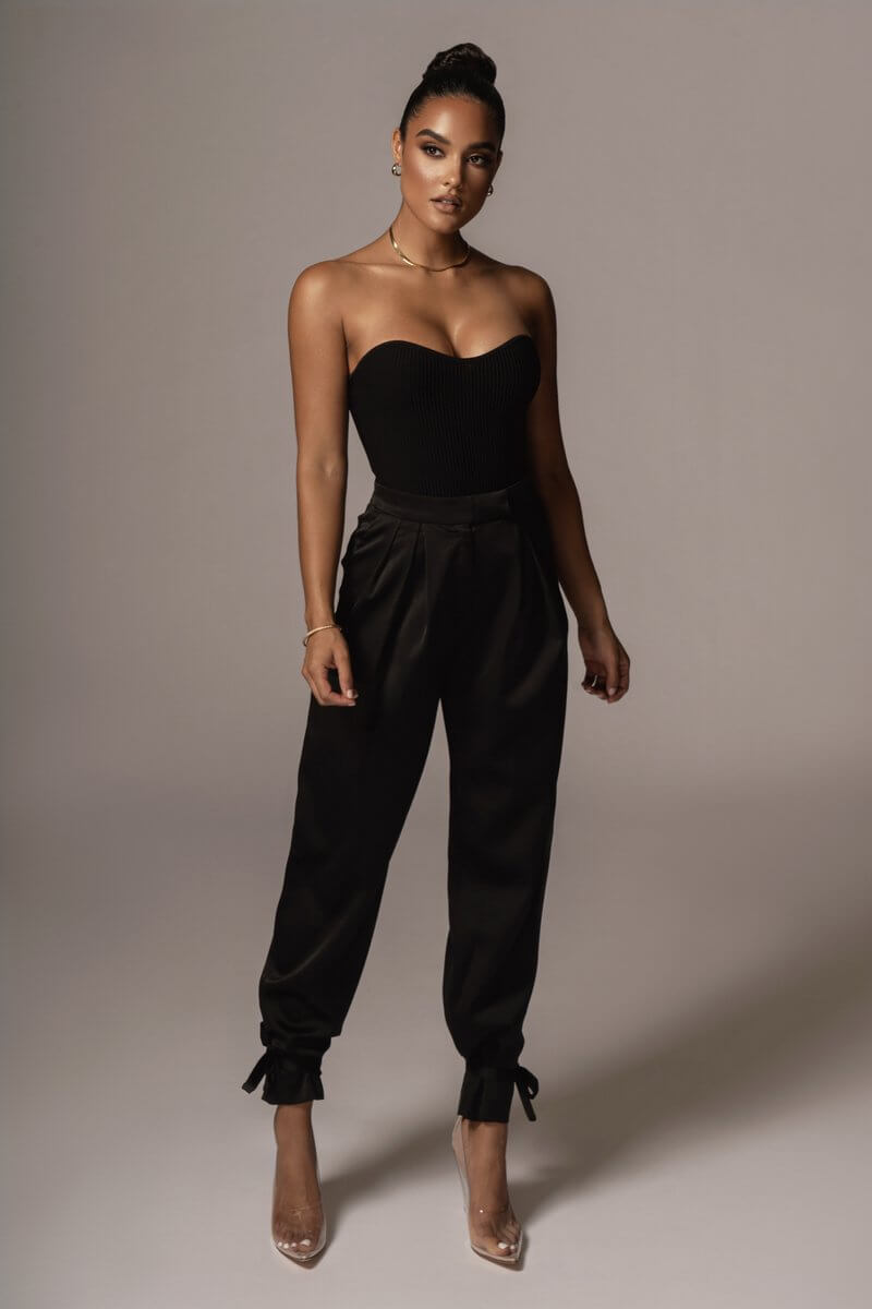 Solid Color High Waist Pants for Office Lady