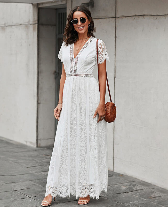 white boho maxi dress