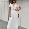 Lace White Boho Maxi Dress Bohemian Wedding Dress