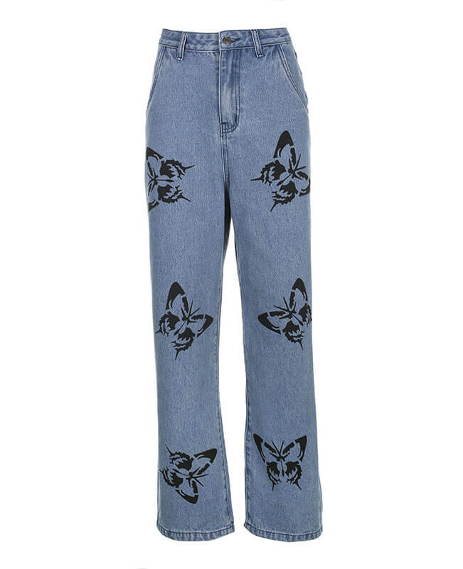 Vintage Style Loose Butterfly Pants Cowboy Trousers