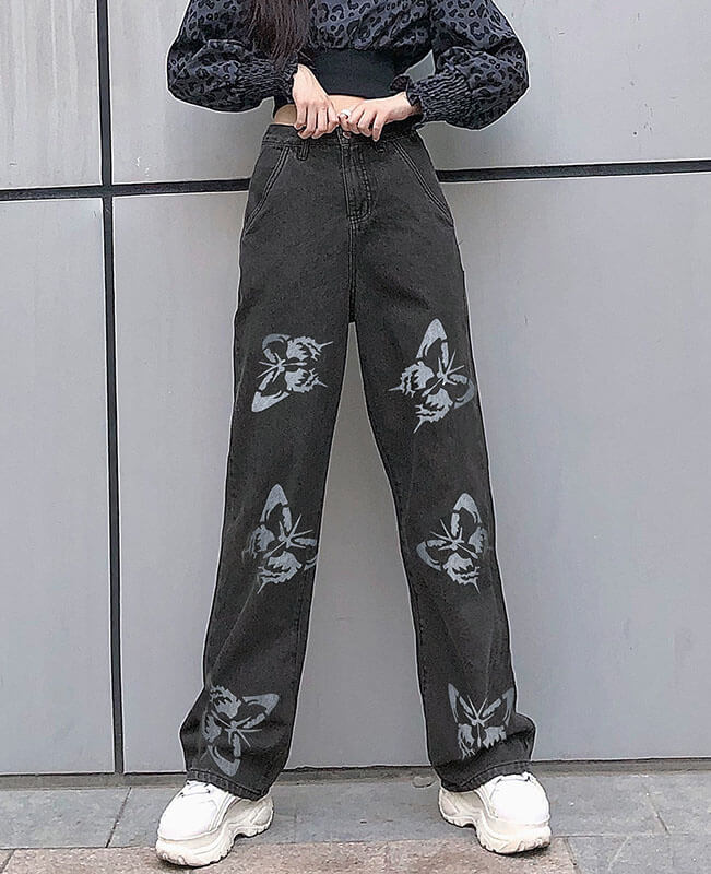 Vintage Style Loose Butterfly Pants Cowboy Trousers