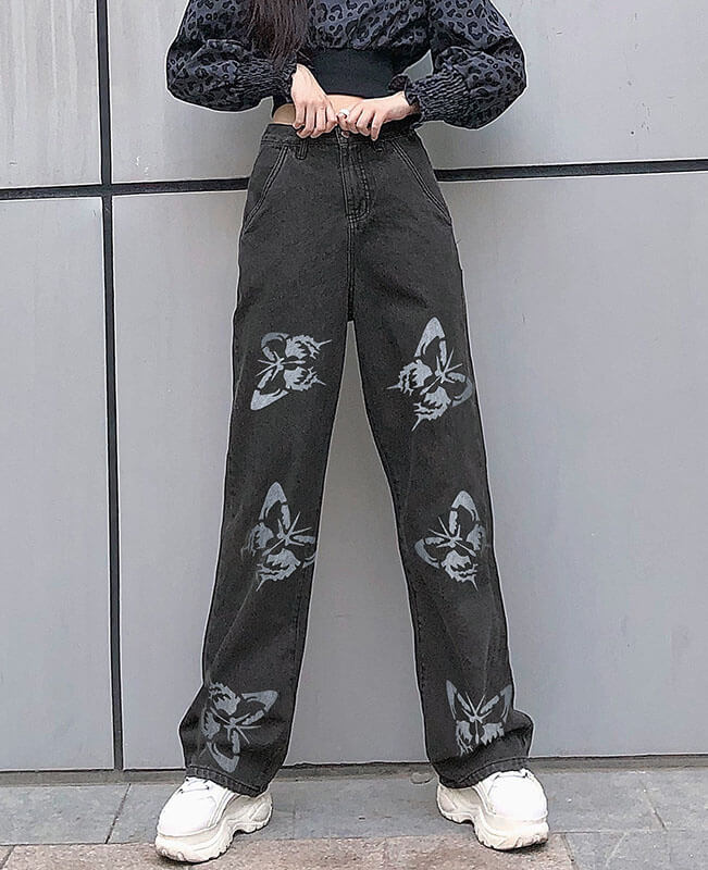 Vintage Style Loose Butterfly Pants Cowboy Trousers For Sale Seamido