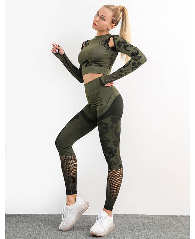 Women's Fitness Suit Honeycomb Leggings Hollow Out Yoga Suit