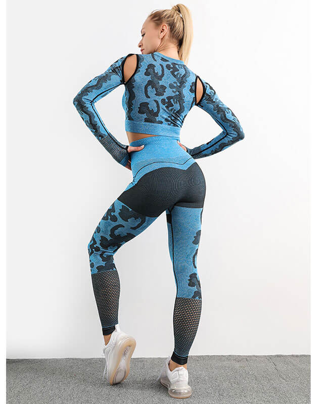 Women's Fitness Suit Honeycomb Leggings Hollow Out Yoga Suit
