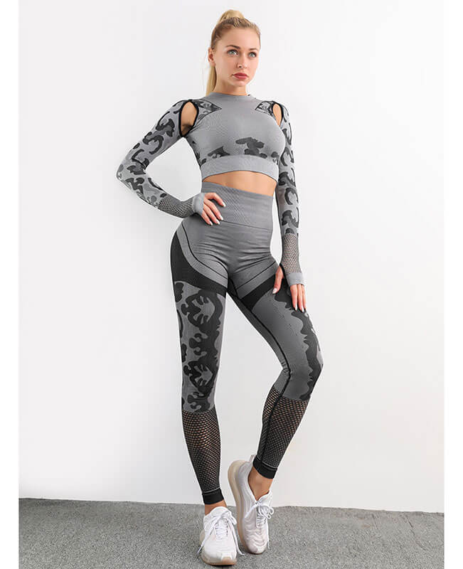 Women's Fitness Suit Honeycomb Leggings Hollow Out Yoga Suit