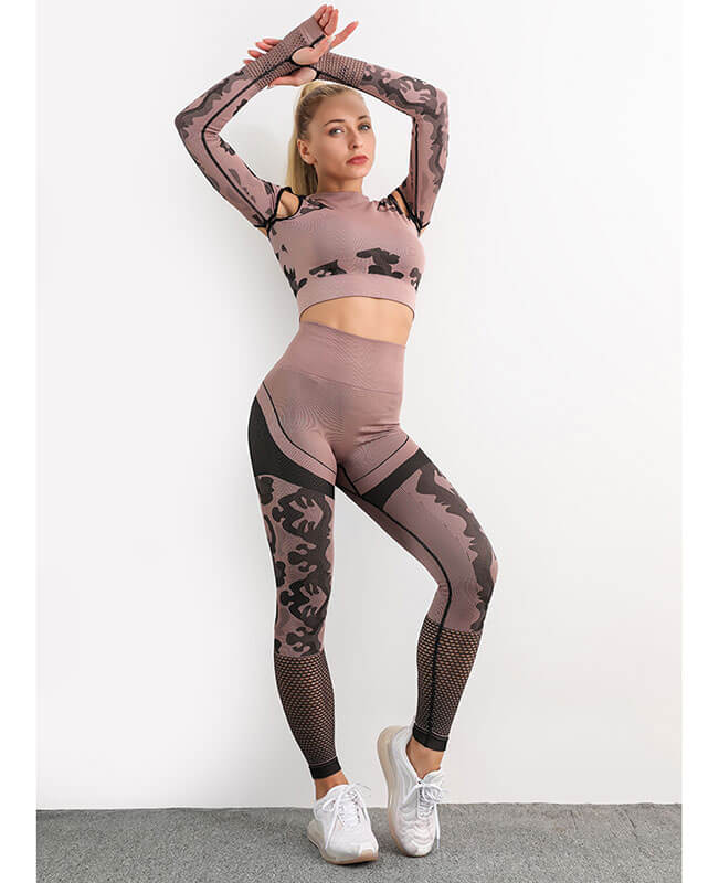 Women's Fitness Suit Honeycomb Leggings Hollow Out Yoga Suit