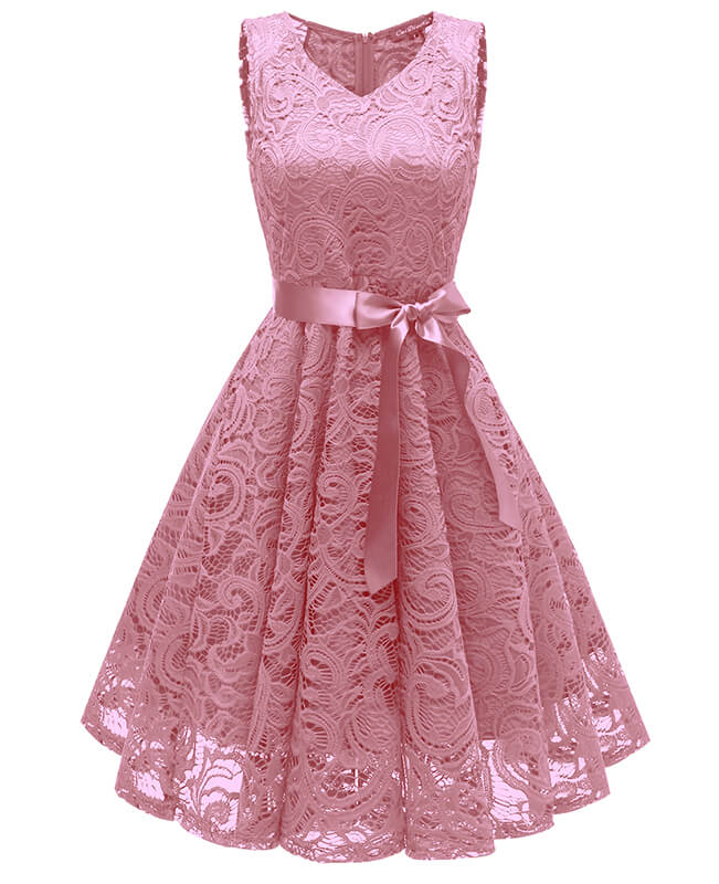 Floral Lace Cocktail Elegant Dresses Sleeveless