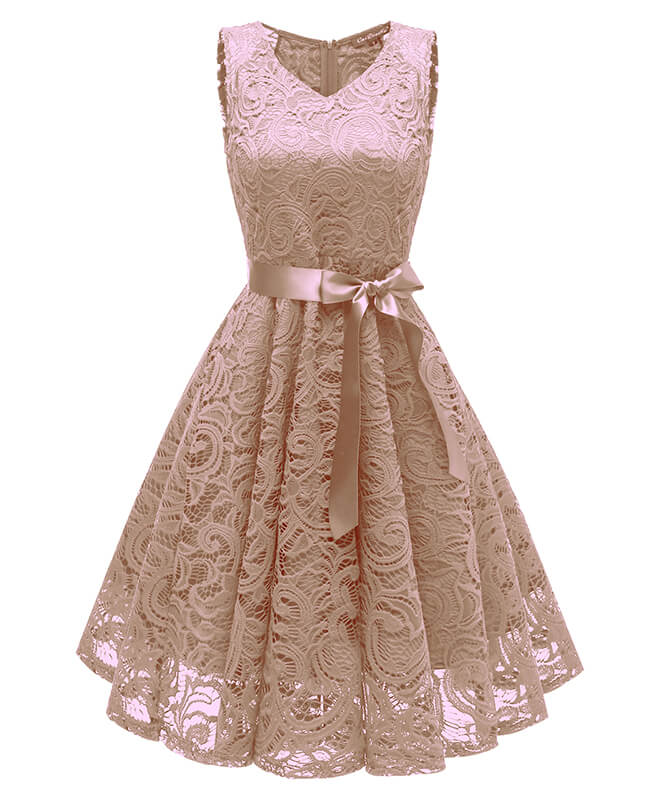 Floral Lace Cocktail Elegant Dresses Sleeveless