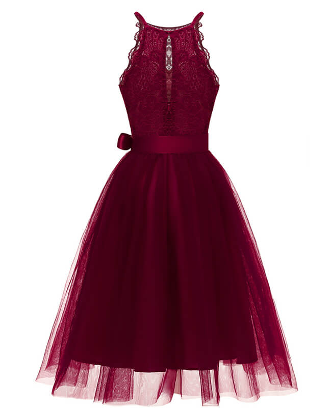Women's A-line Lace Bridesmaid Dress