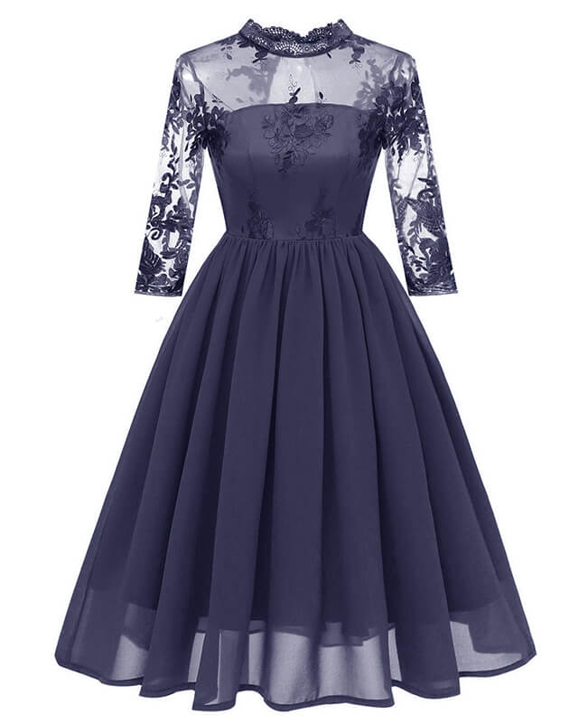 Lace Chiffon Vintage Cocktail Dresses