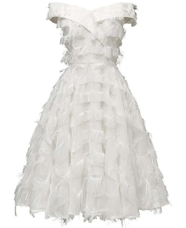 White Tassel Sleeveless Weding Dress