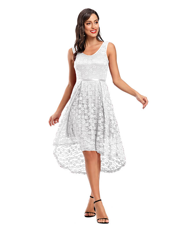 White Lace Short Prom Homecoming Dresses