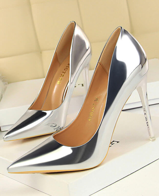 Sexy High Pumps Heels For Women Sparkly Closed Toe Heels